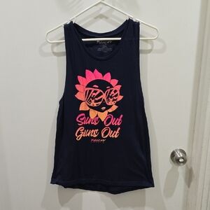 Navy Tank Top with Suns Out Guns Out